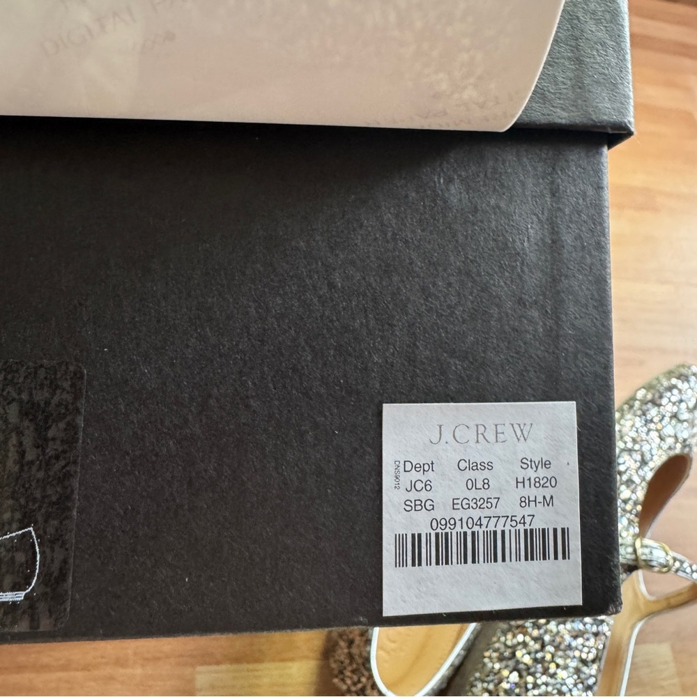 J.Crew Mary Jane flats embellished silver,bronze glitter & rhinestones size 8.5 - Picture 11 of 12